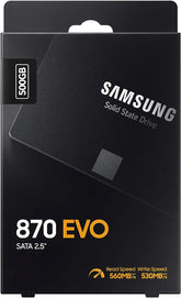 Samsung 870 Evo 2.5 Inch Sata Internal Solid State Drive (Ssd) 500.0 GWORLD TRADE FOR COMPUTER -LAPTOP5 Inch Sata Internal Solid State Drive (Ssd) 500HARD SSDThe Samsung 870 Evo 2.5 Inch Sata Internal Solid State Drive (Ssd) 500.0 GB combines V-NAND technology, fast data transfer speeds, and enhanced endurance for improve